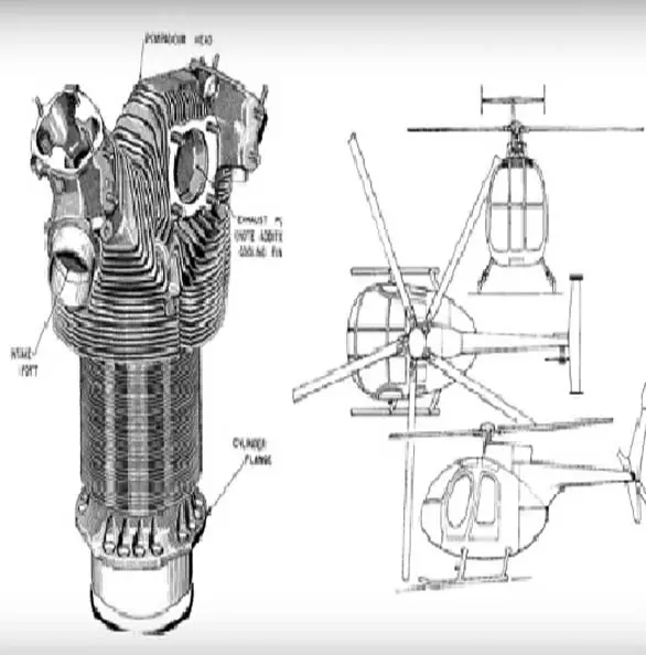 air-cooled tractor engines (helicopter concepts) for 1960s Lamborghini's tractor